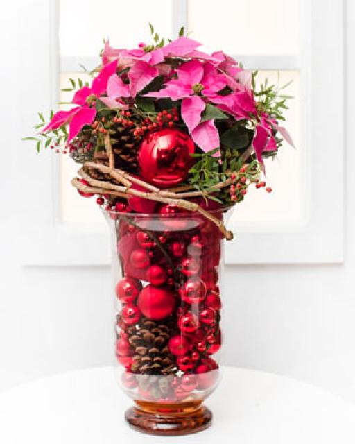 Christmas Arrangement in Glass Vase