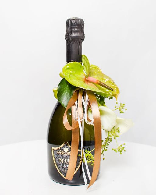 Sparkling Wine Decorated with Flowers